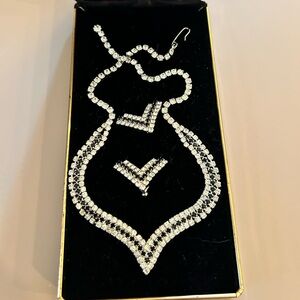 80’s gemstone jewelry necklace and earrings set.